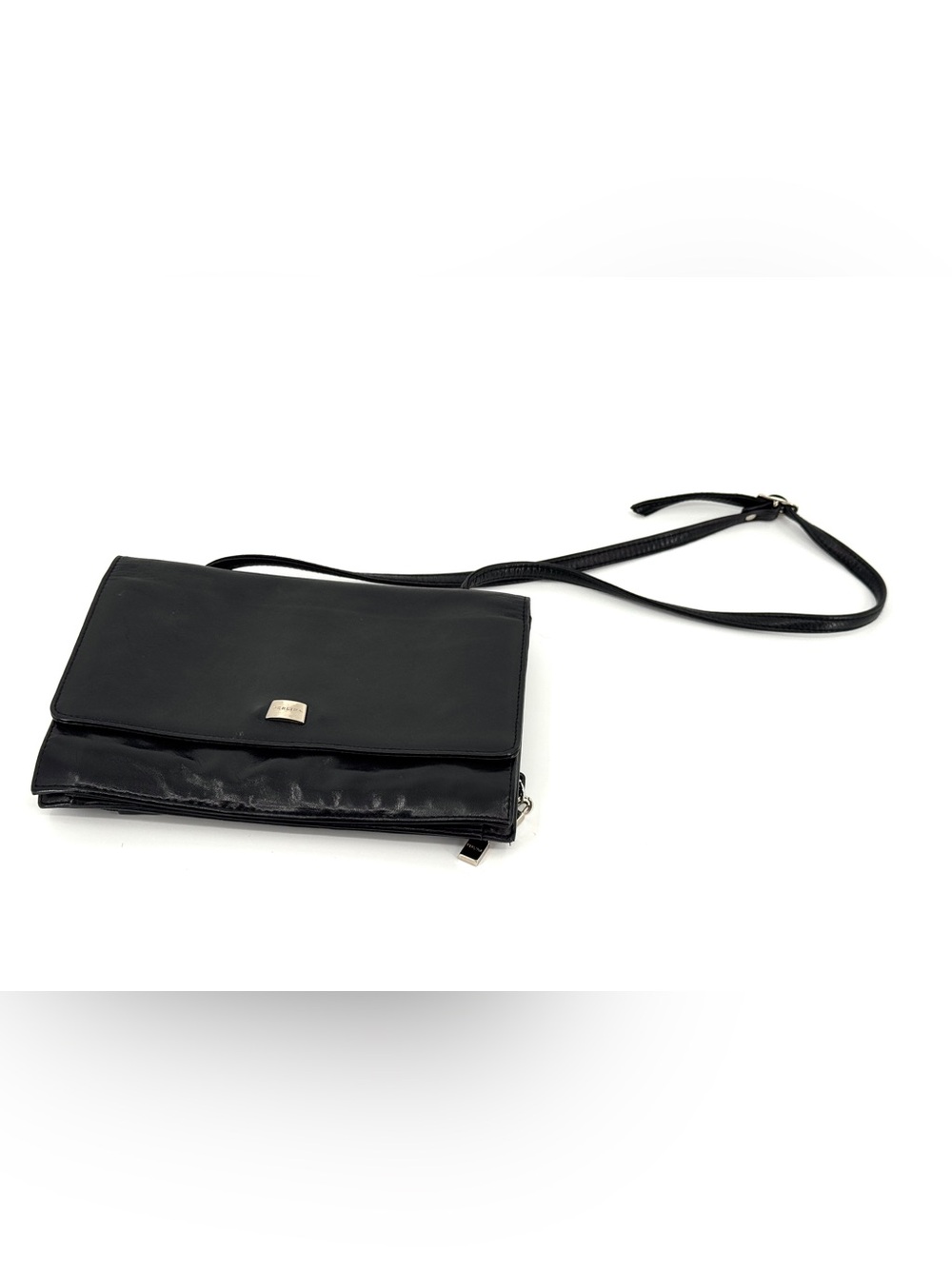 Perlina New York Black Leather Shoulder Clutch Bag